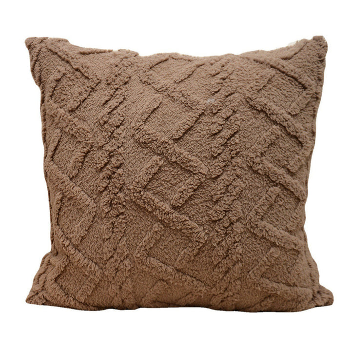 Textured Plush Shag Square Decorative Throw Pillow Cover with Geometric Tufting