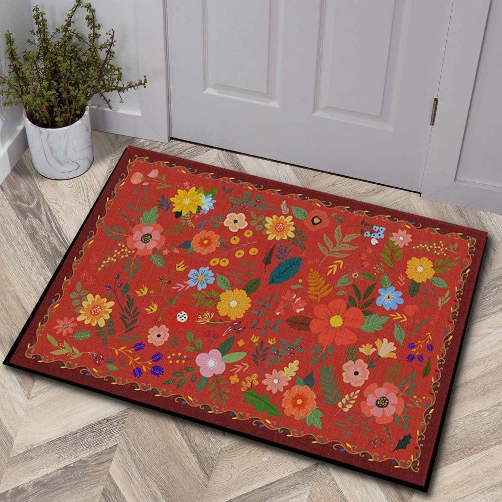 Luxurious Floral Design Bath Mat