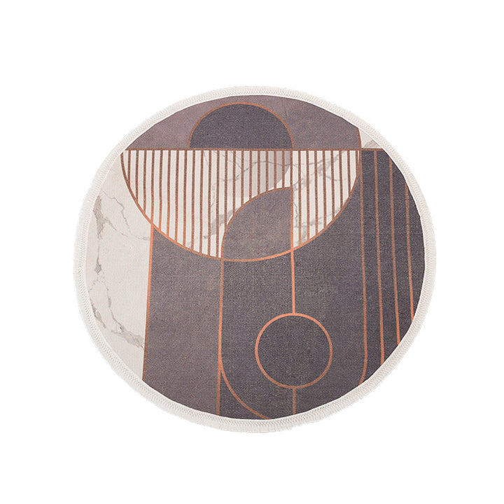 Round Decorative Living Room Carpet with Modern Geometric Pattern
