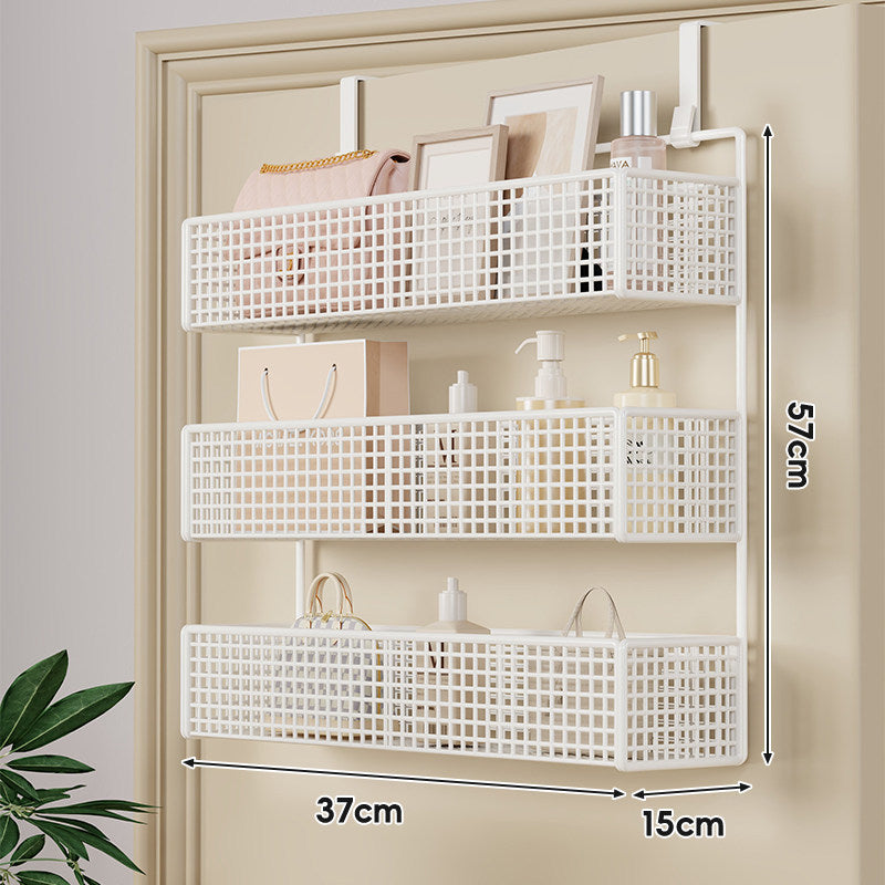 Over-Door Double-Tier Grid Hanging Storage Basket