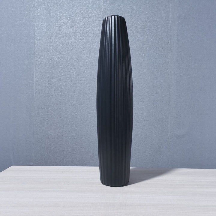 Elegant Tall Decorative Ribbed Vase