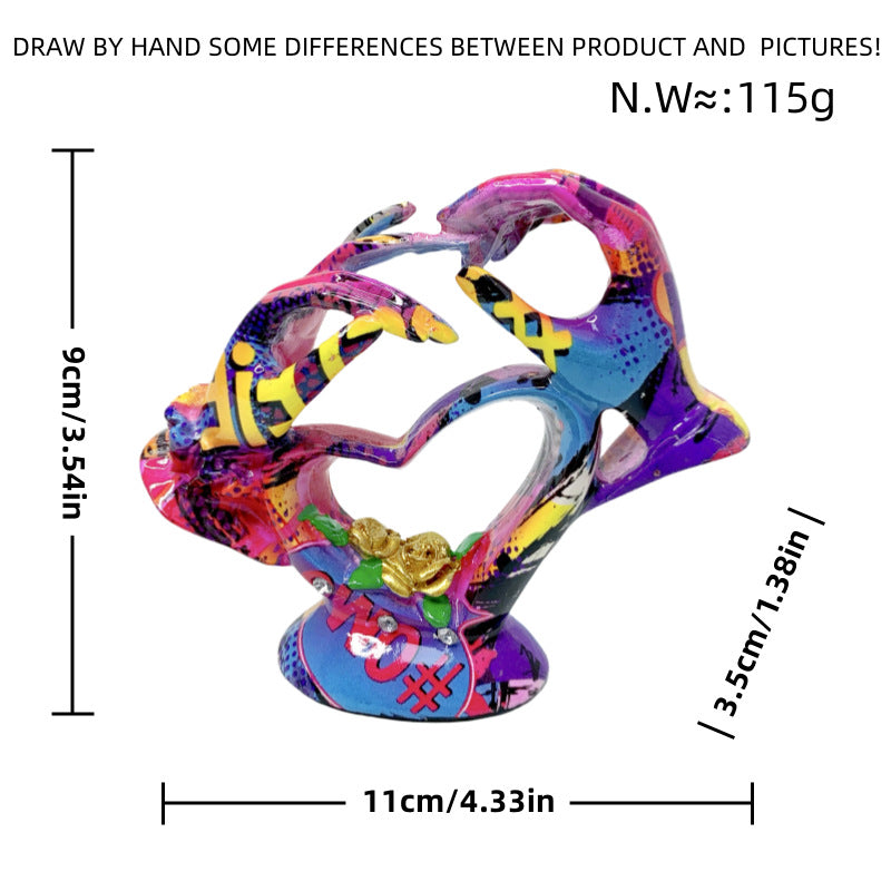 Artistic heart sculpture with detailed painting