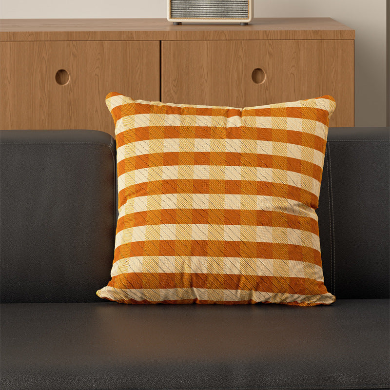Decorative Square Cushion Cover with Grid Quilting, Contrast Piped Edge and Laced Side Detail