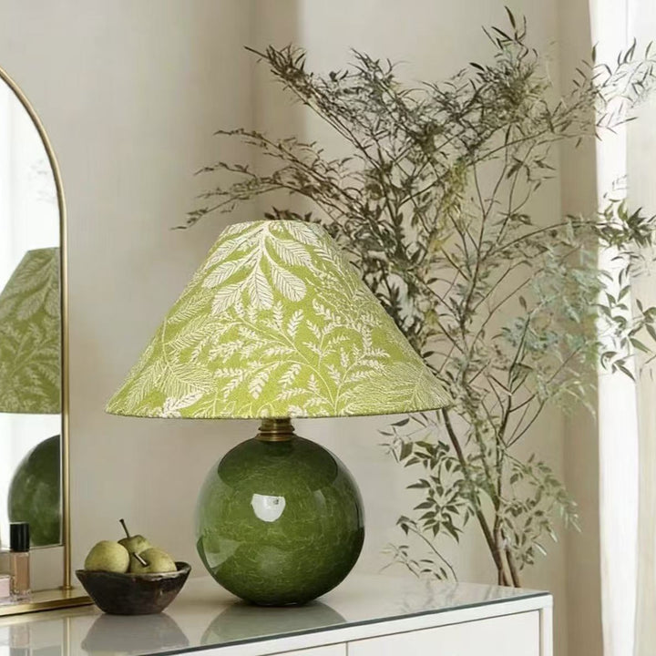 Botanically patterned table lamp