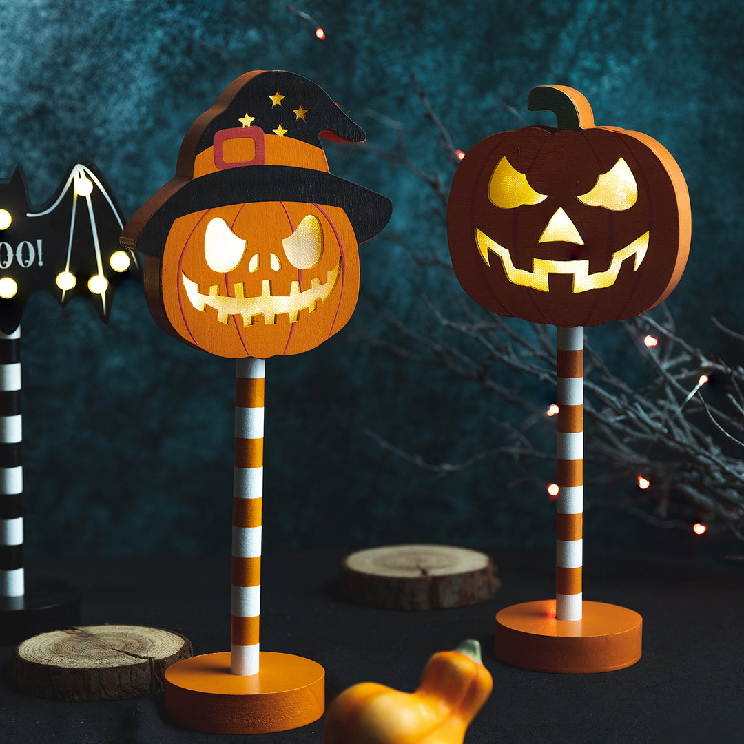 Day of the Dead LED Sugar Skull Table Accent Lamp on Striped Pole
