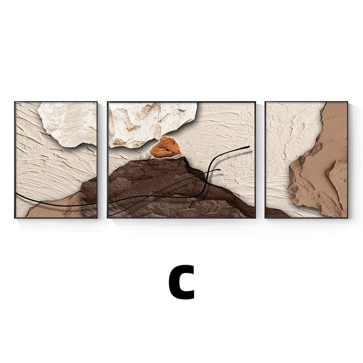Abstract Textured Triptych Wall Art