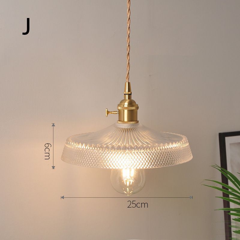 Fluted Glass Pendant Lamp with Vintage Brass Socket