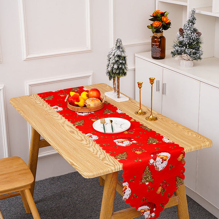 Festive table runner with Christmas motifs