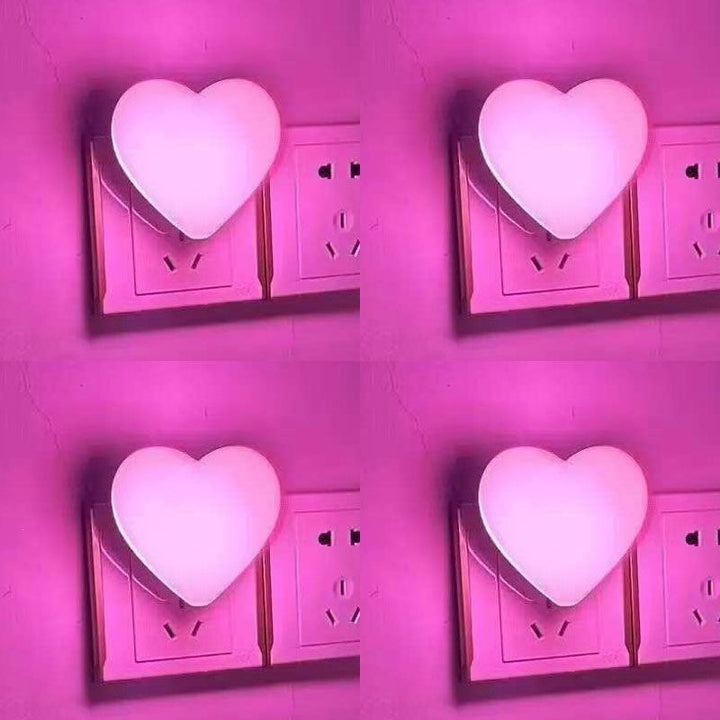 Heart-shaped plug-in ambient night light with soft LED lighting