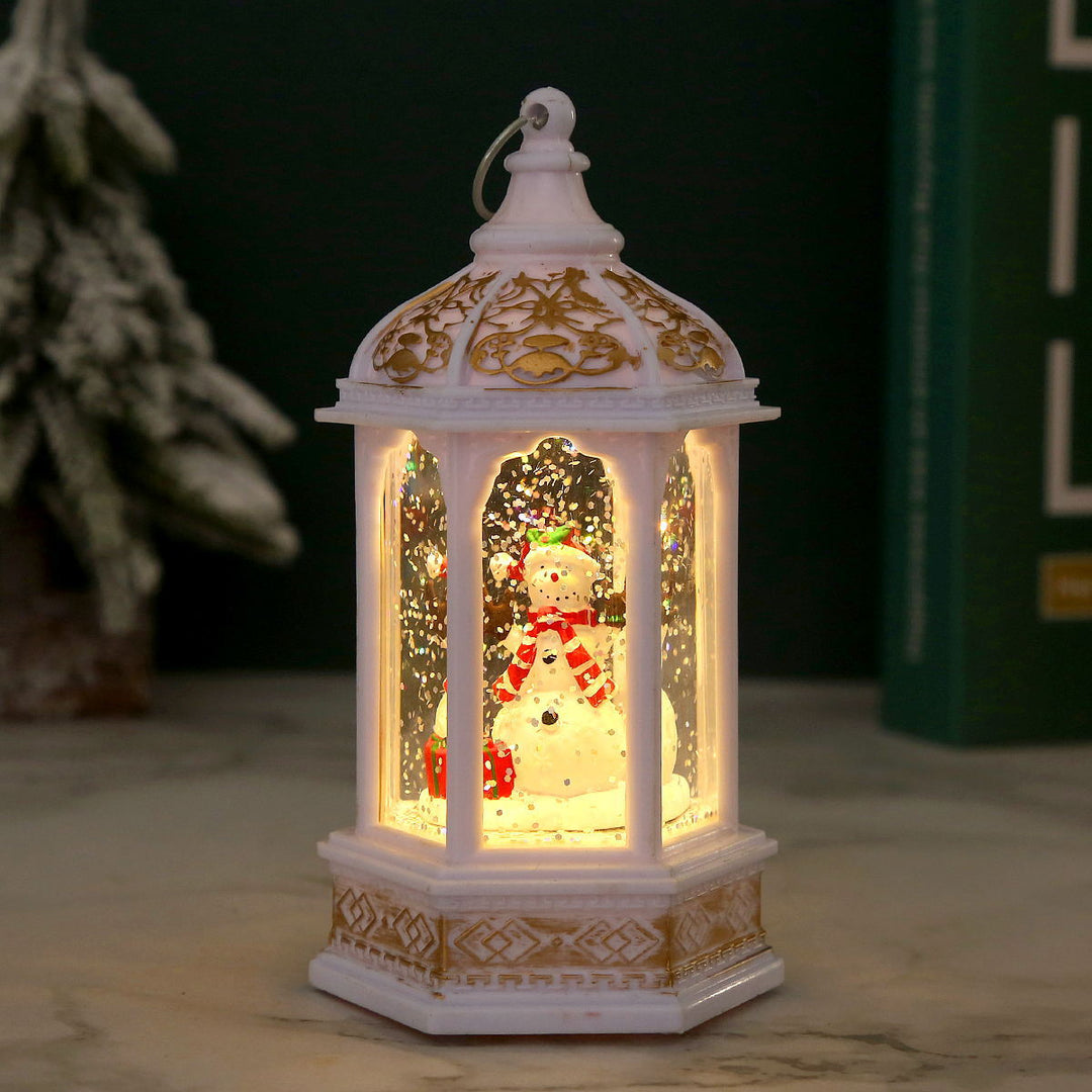 Nostalgic Christmas lantern with moving Santa Claus