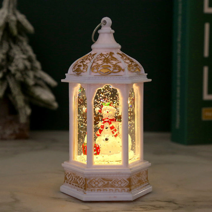Nostalgic Christmas lantern with moving Santa Claus