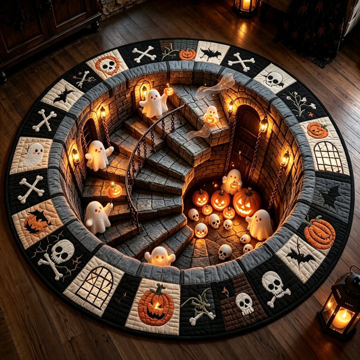 Spooky Halloween-Themed Decorative Round Area Rug