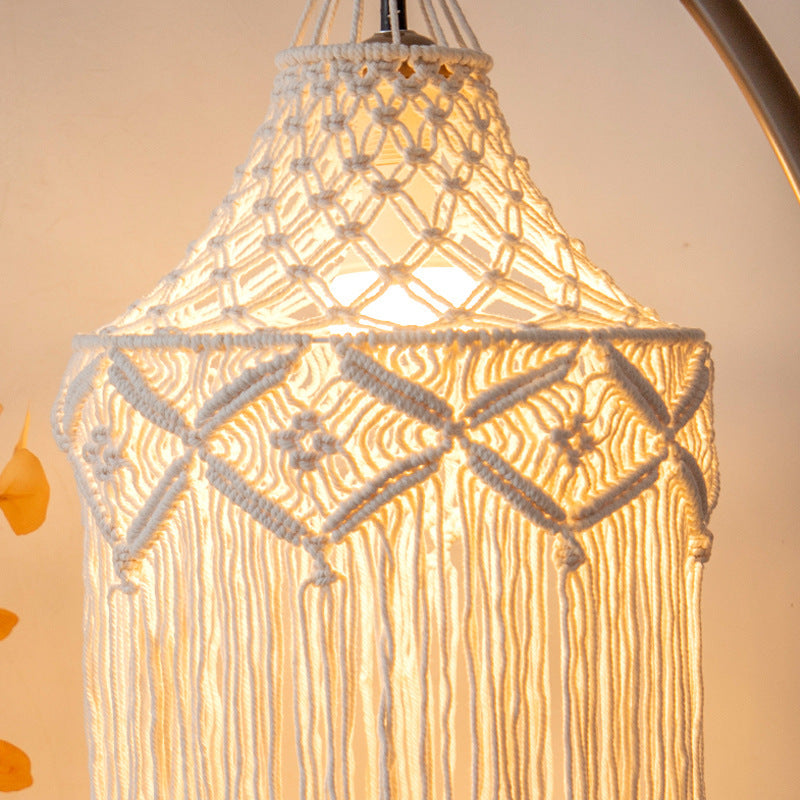 Elegant Macrame Hanging Lamp with Fringes