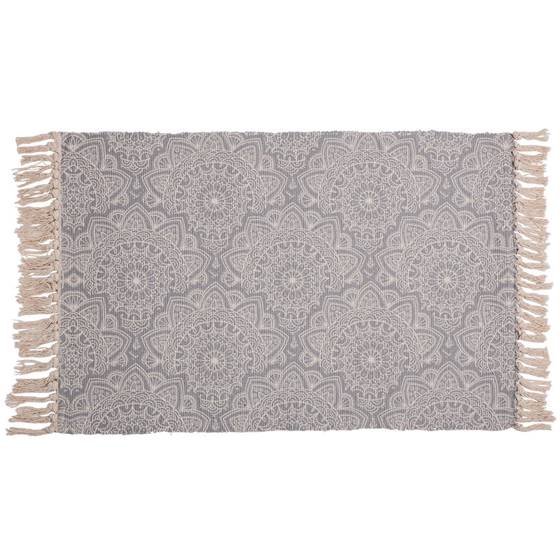 Decorative runner for dining table and console in Boho-Mandala design with fringes