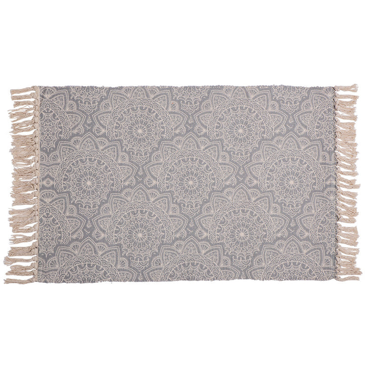 Decorative runner for dining table and console in Boho-Mandala design with fringes