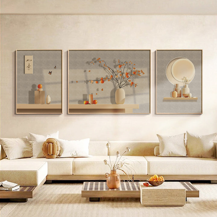 Elegant Botanical Framed Triptych Wall Art