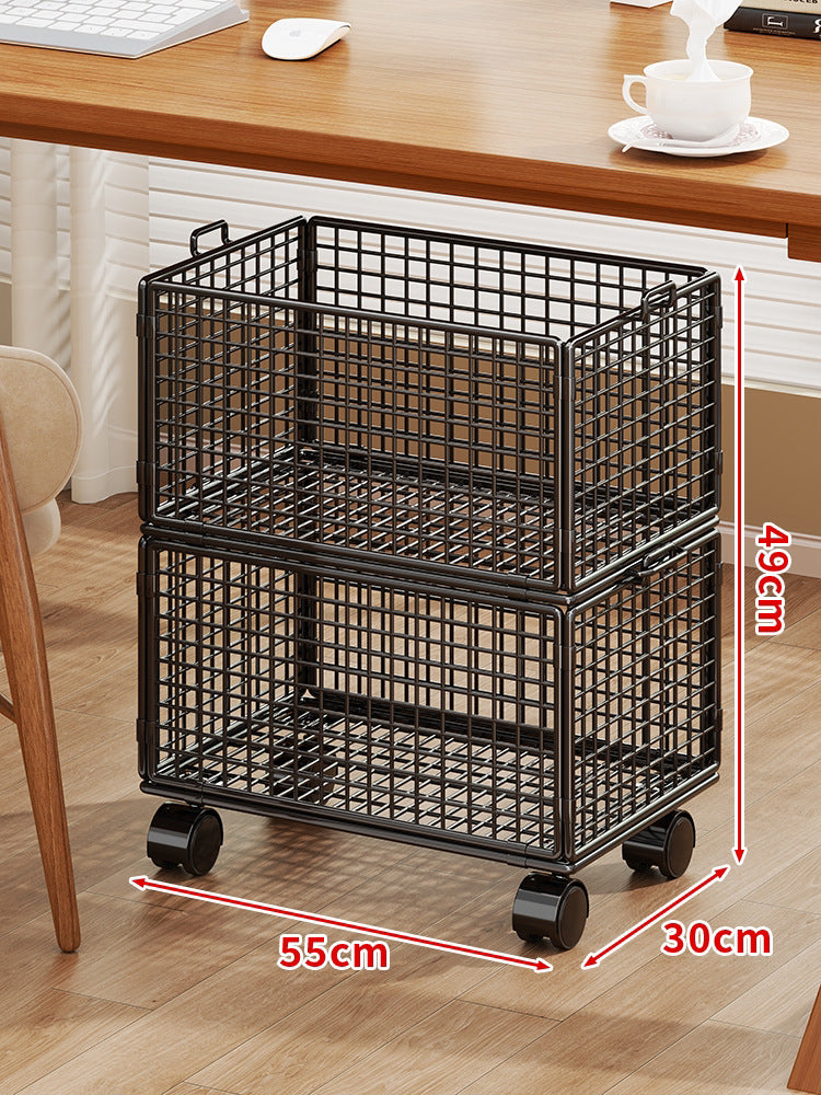 Rolling Wire Mesh Under-Desk Storage Cart with Swivel Casters