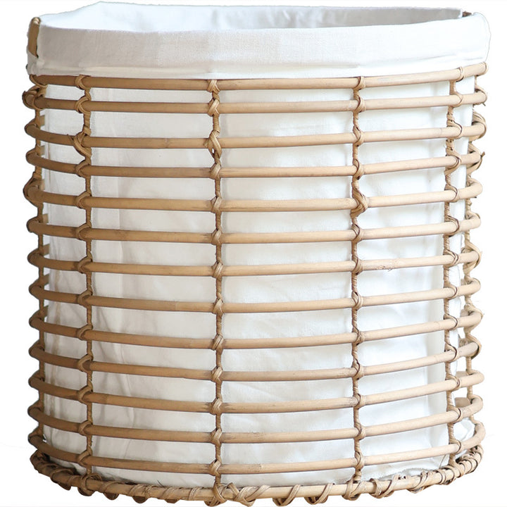 Decorative storage basket with fabric lining