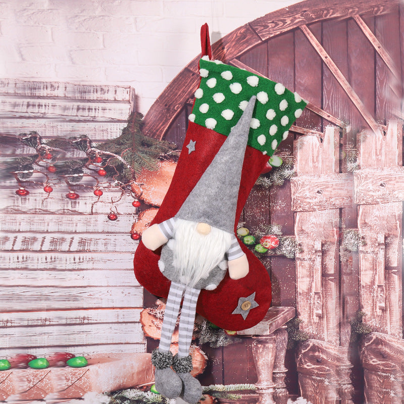Playful Christmas stocking with gnome motif