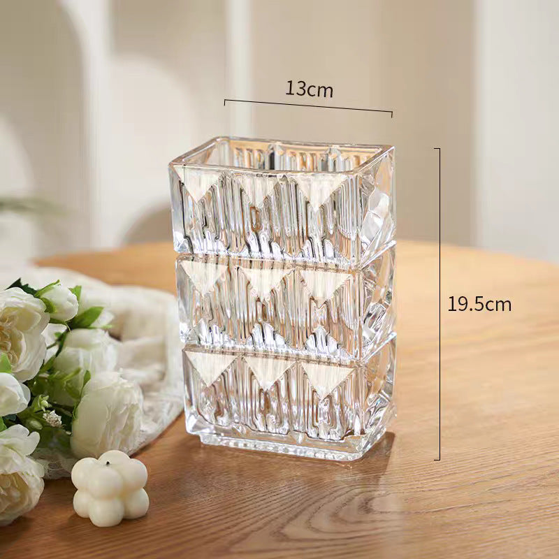 Geometric Red Glass Vase