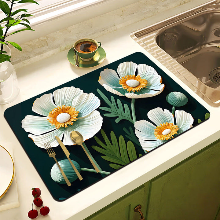 Decorative Floral Kitchen Mat