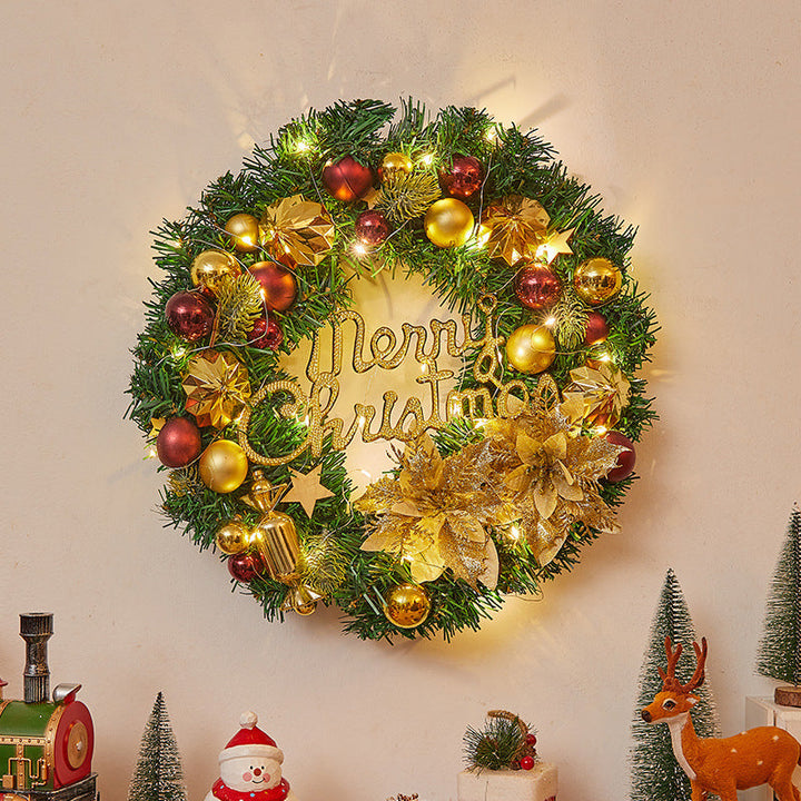 Festive Christmas wreath with lights