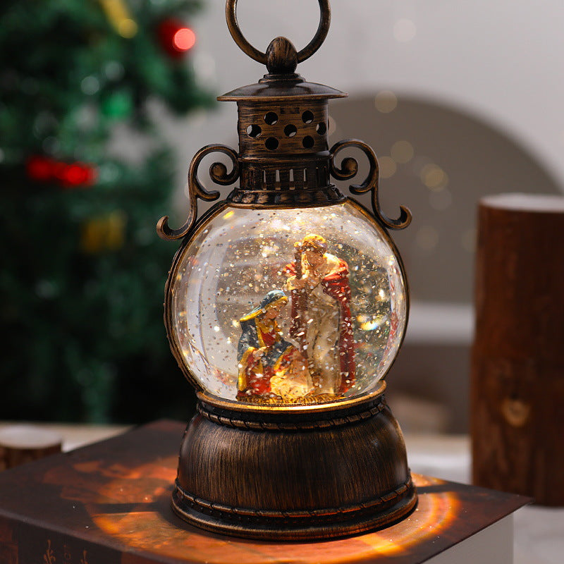 Nostalgic Christmas lantern with snow globe