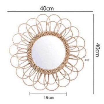 Wall mirror with wicker basket