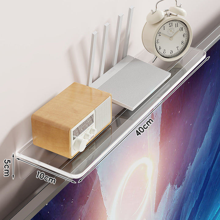 Clear Acrylic TV-Edge Corner Shelf for Small Plants and Remote Organizer
