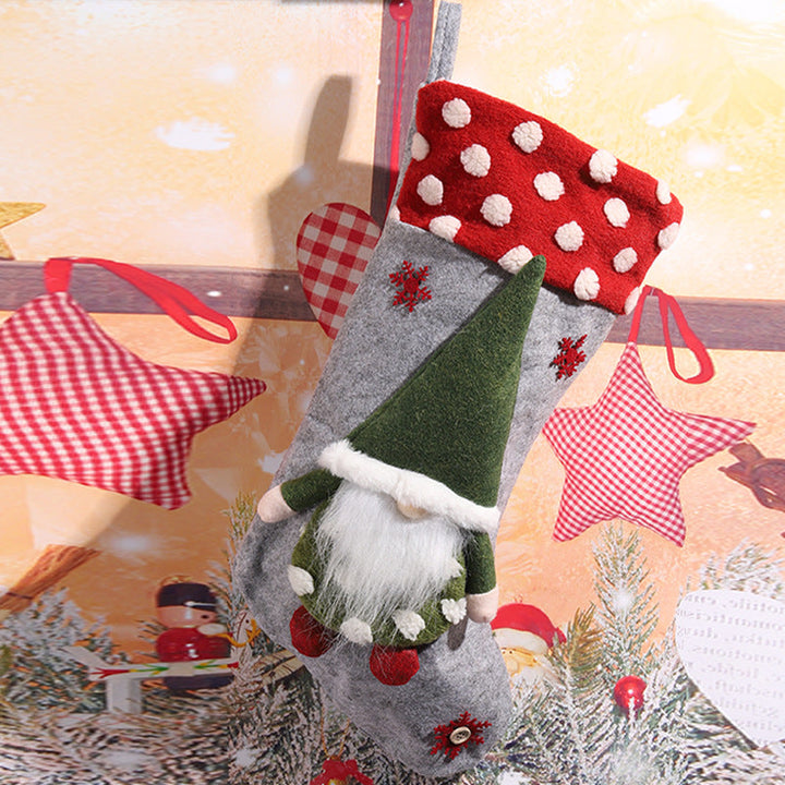 Cute Christmas stocking with gnome motif