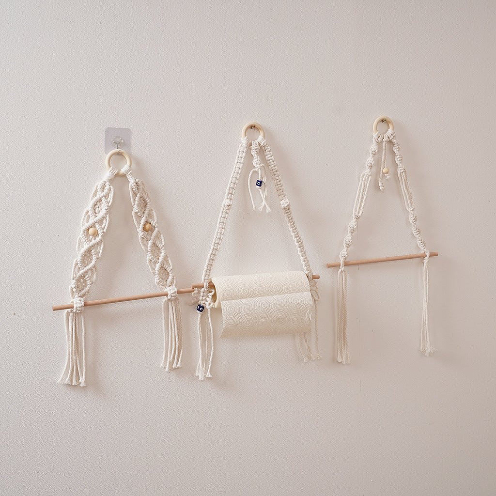 Macrame Hanging Plant Holder with Wooden Rod