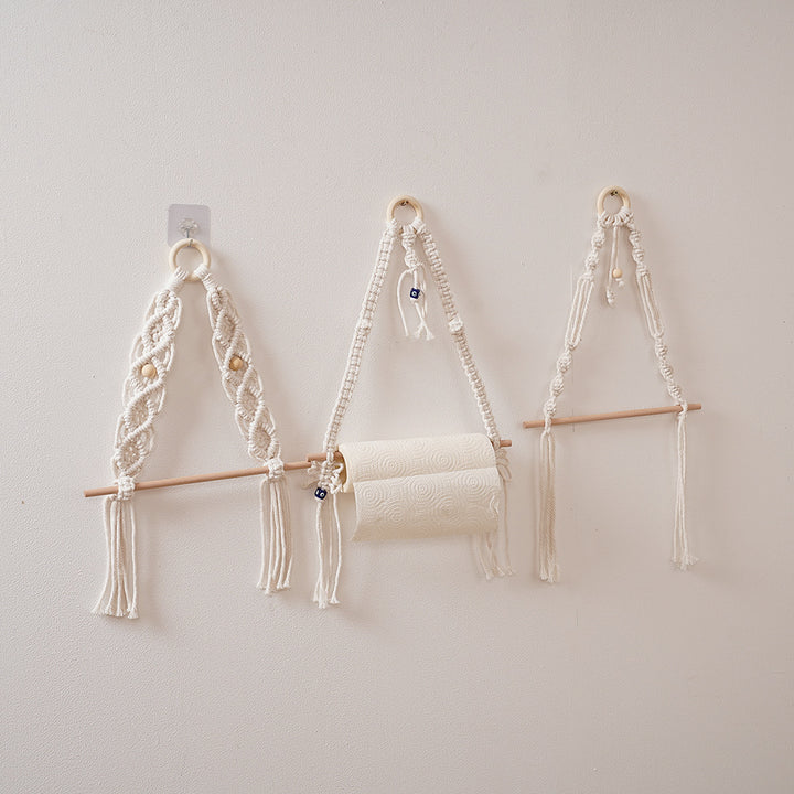 Macrame Hanging Plant Holder with Wooden Rod