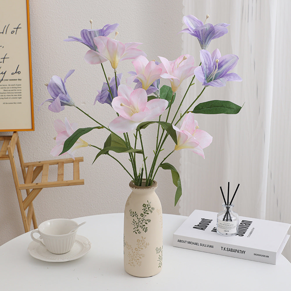 Artificial lily stem with delicate flowers