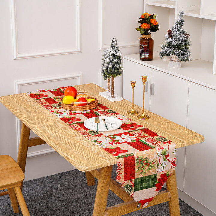Festive table runner with Christmas motifs
