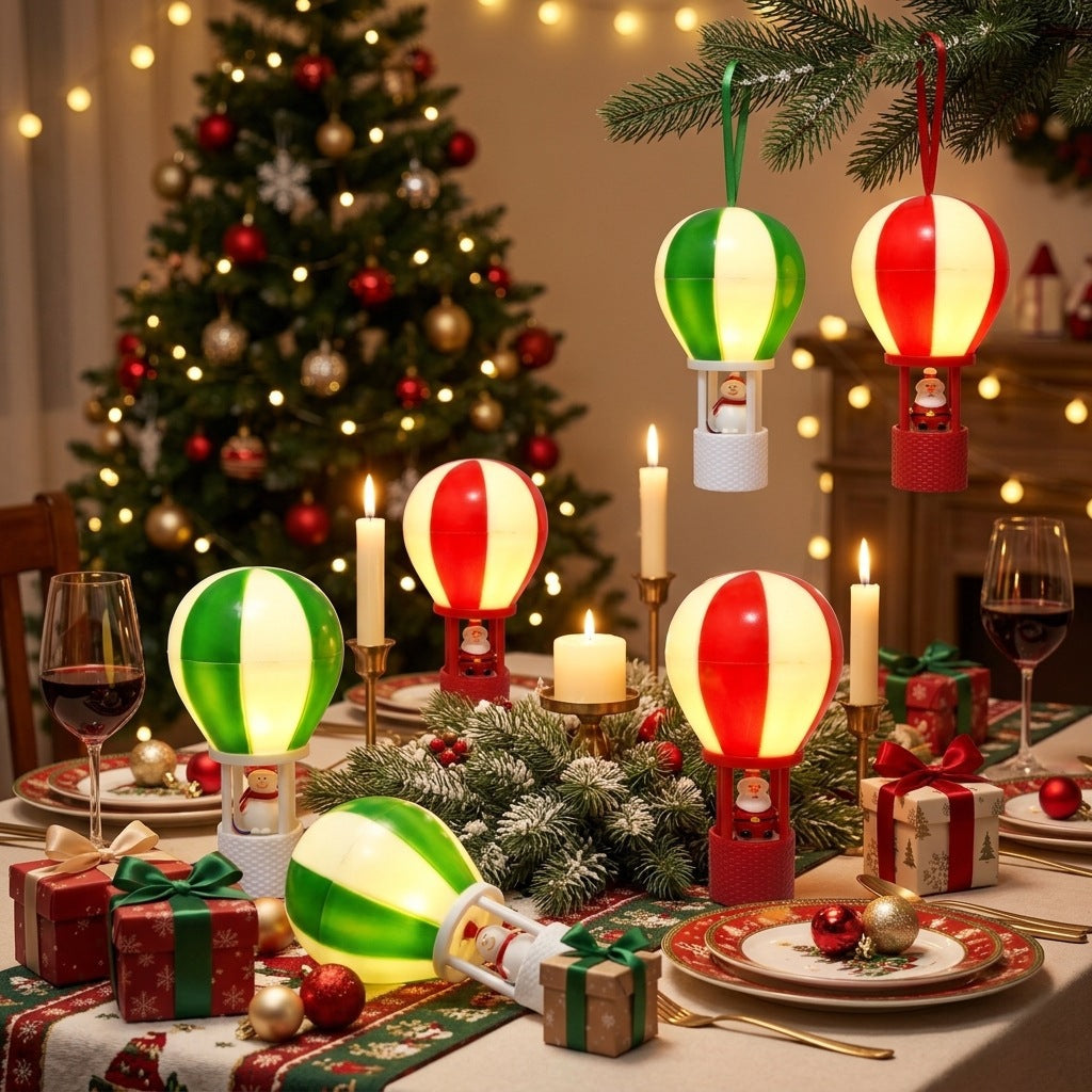 Santa Claus decoration figure in hot air balloon