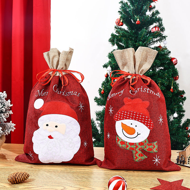 Festive Christmas gift sack with snowman motif