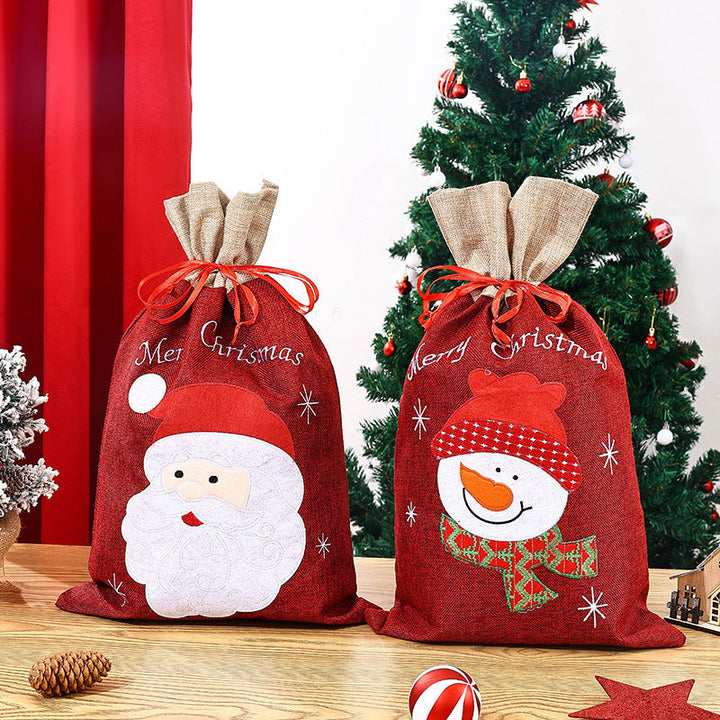 Festive Christmas gift sack with snowman motif