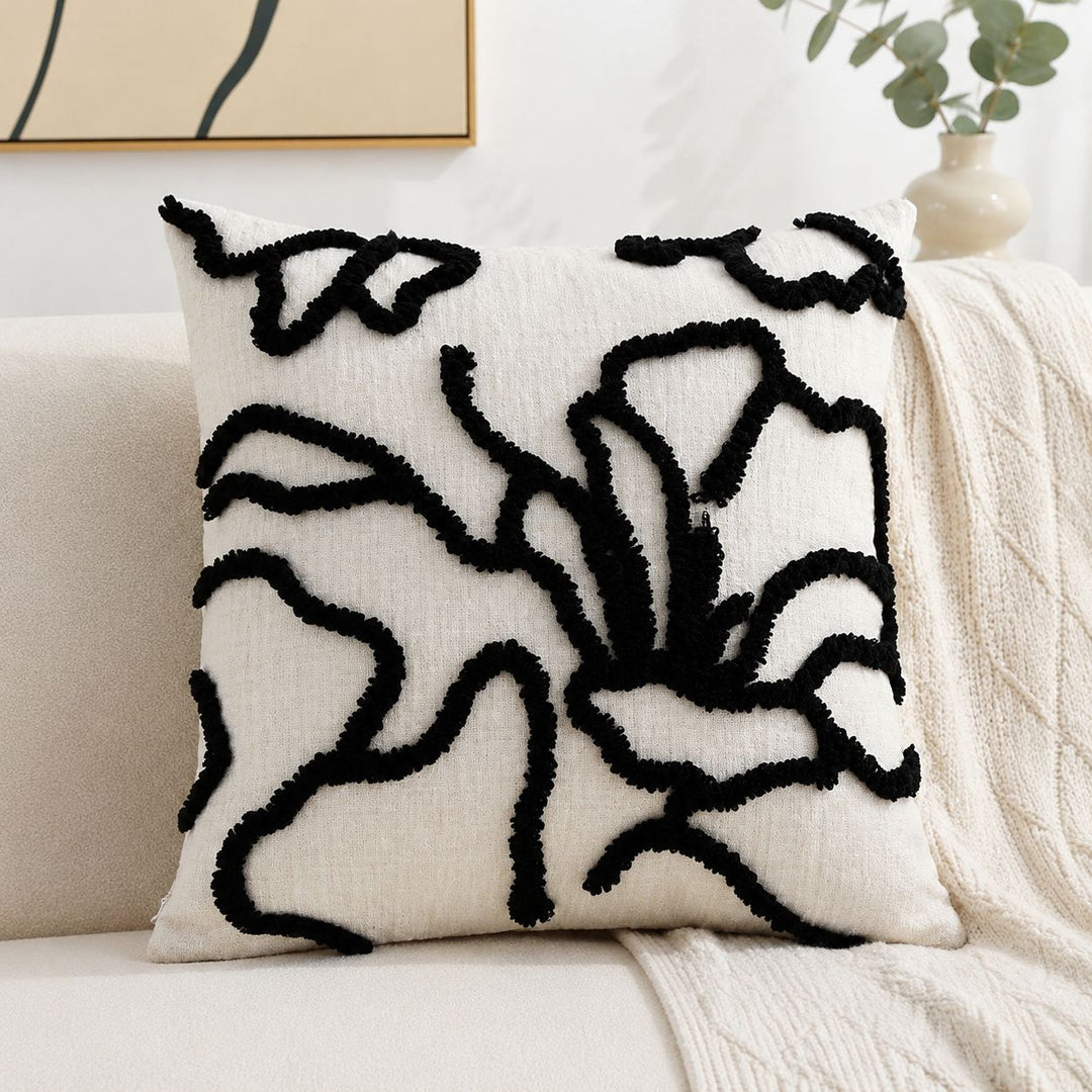 Textured Floral Embellished Throw Pillow