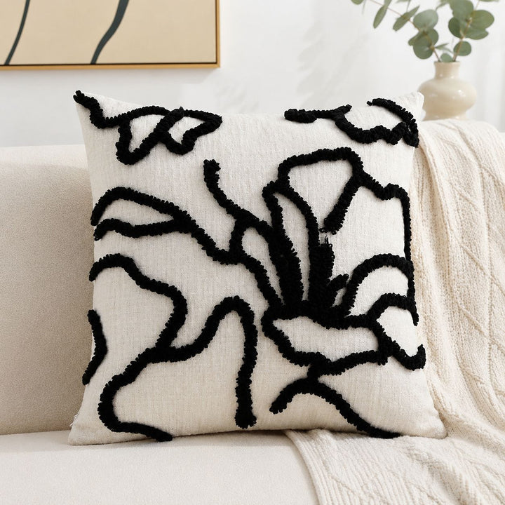 Textured Floral Embellished Throw Pillow