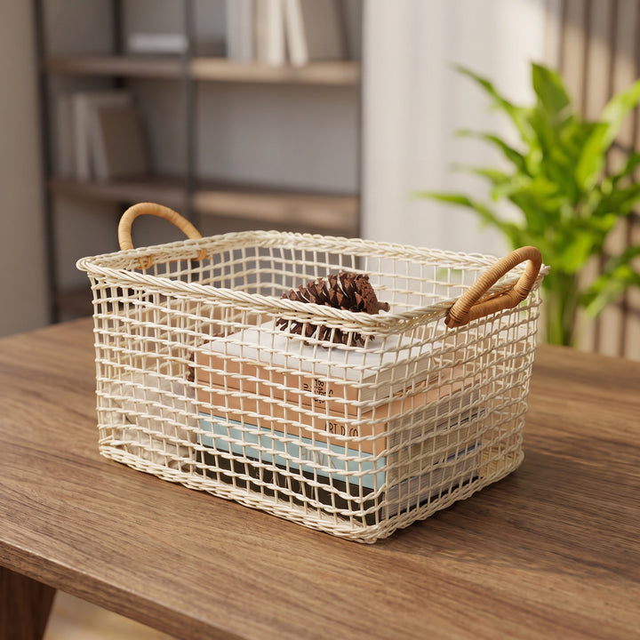 Practical storage basket with braided design