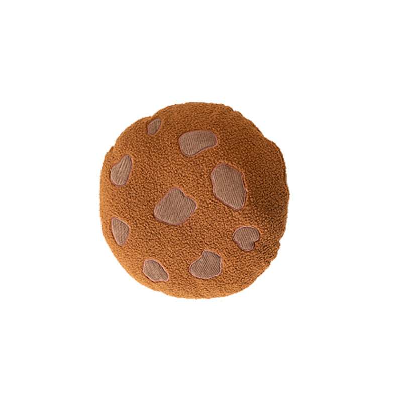 Round cuddle seat cushion with teddy fleece and abstract patch appliqués
