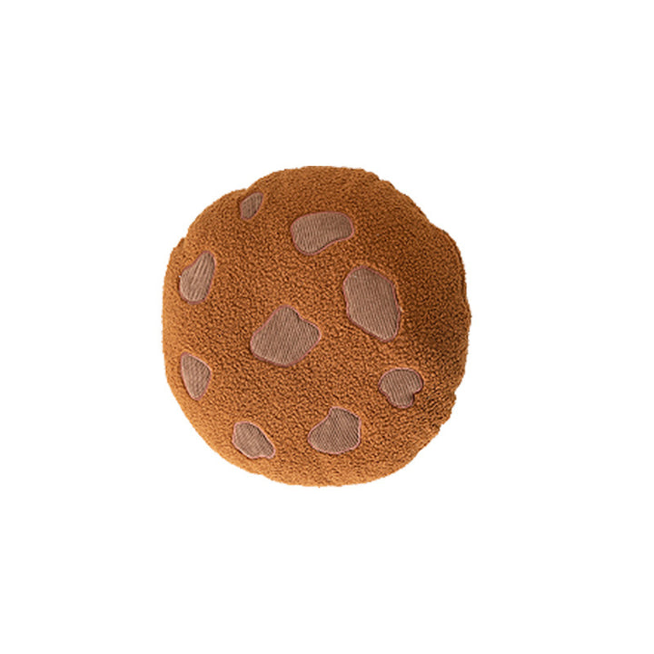 Round cuddle seat cushion with teddy fleece and abstract patch appliqués