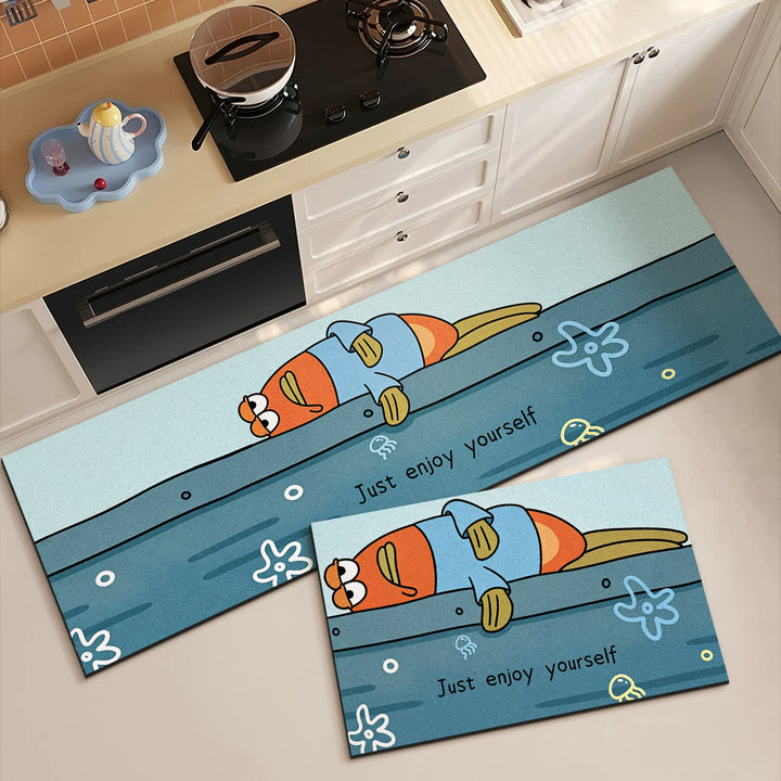Cartoon-Themed Kitchen Runner Mat