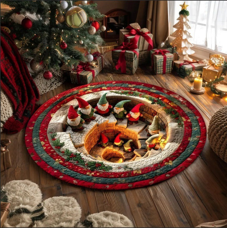3D Holiday-Themed Circular Area Rug for Home