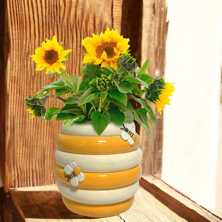 Decorative Hanging Bee-Inspired Flower Pot