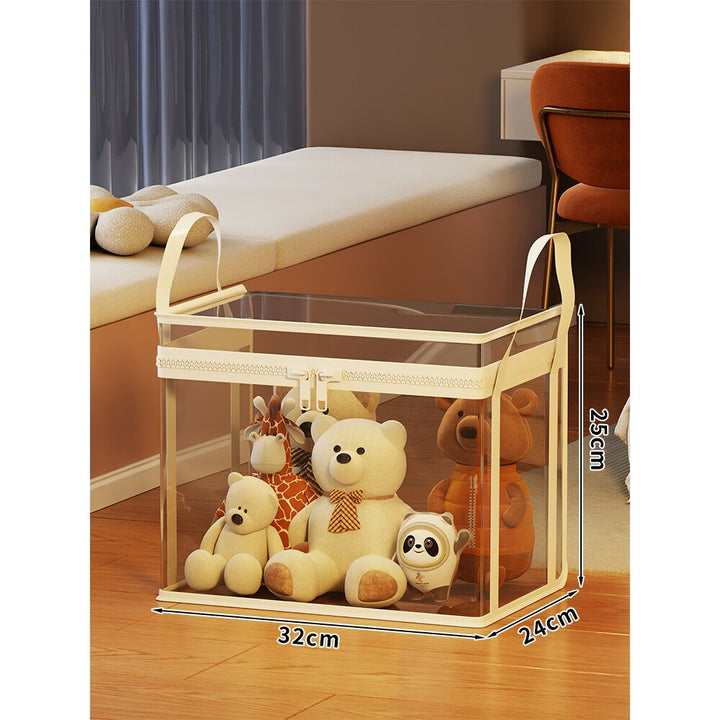 Transparent Zippered Foldable Storage Box with Reinforced Carry Handles
