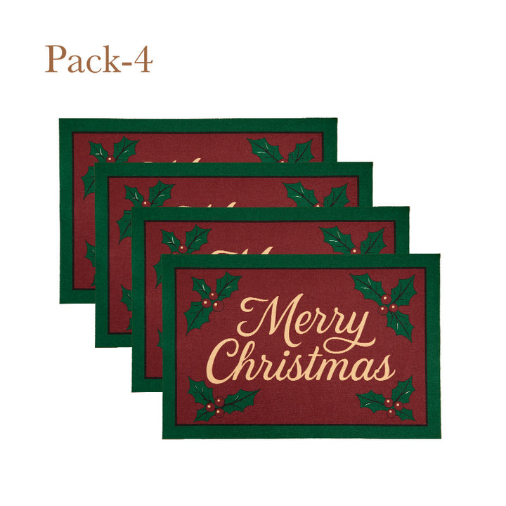 Christmas doormat with lettering and holly motif