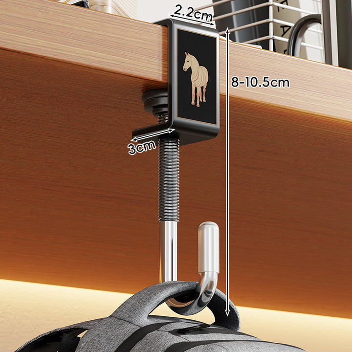 Adjustable Screw-On Under-Desk Hanging Hook with Leather Accent