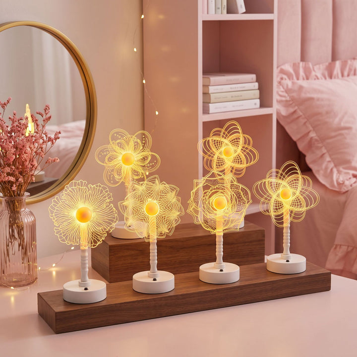 Mandala LED three-dimensional illusion night light table lamp with acrylic flower panel