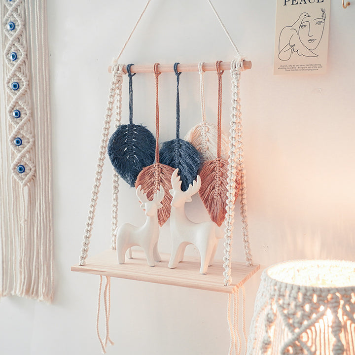 Bohemian Macrame Leaf Art Display Shelf